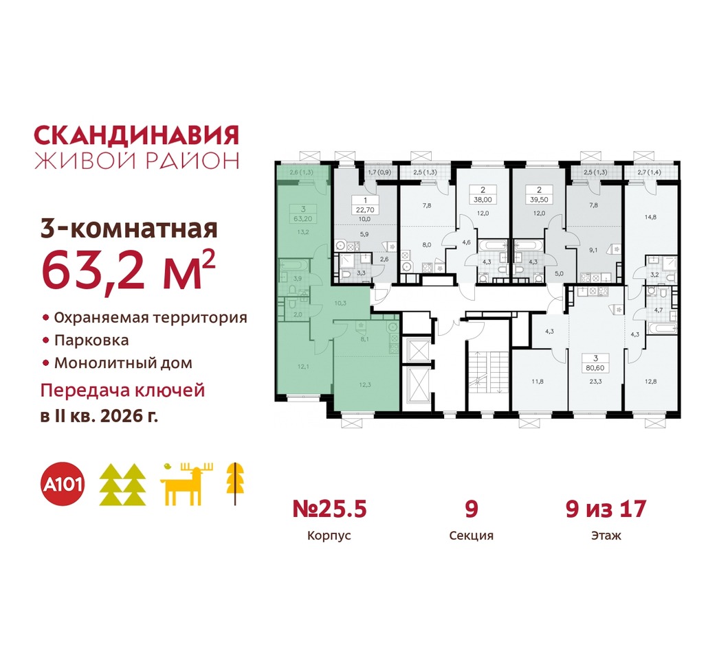 квартира г Москва п Сосенское б-р Скандинавский 25/5 жилой район «Скандинавия» Сосенское, Бутово фото 2