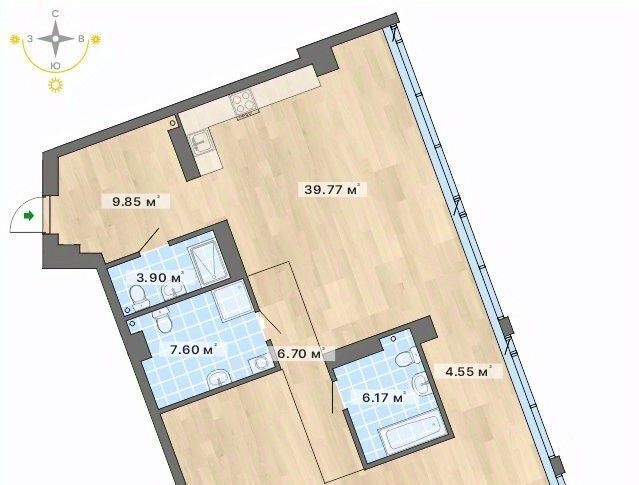 квартира г Екатеринбург р-н Верх-Исетский ул Маршала Жукова 16 МФК Re:Volution Towers Площадь 1905 года фото 1