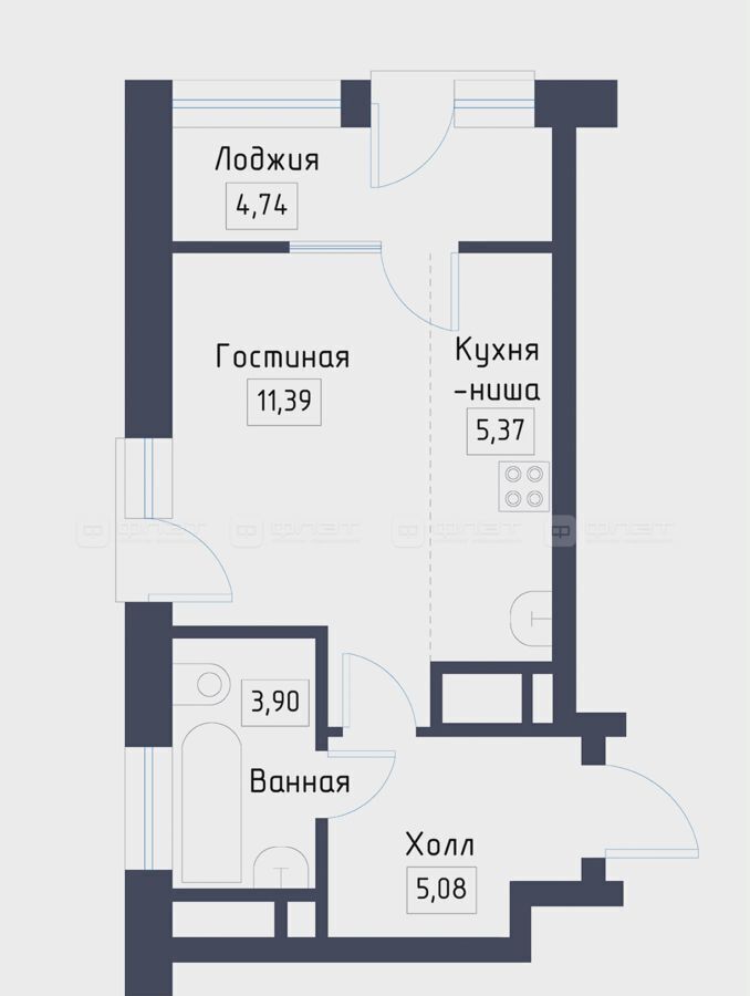 квартира р-н Зеленодольский с Осиново ул. Гайсина/Спортивная, стр. 4 фото 3