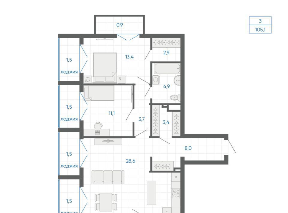 квартира г Екатеринбург Чкаловская 12-й кв-л, 6, Академический мкр фото 1