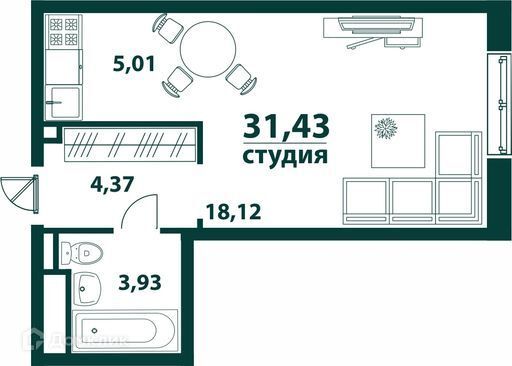 квартира г Ульяновск р-н Засвияжский ул Аблукова 4 городской округ Ульяновск фото 1