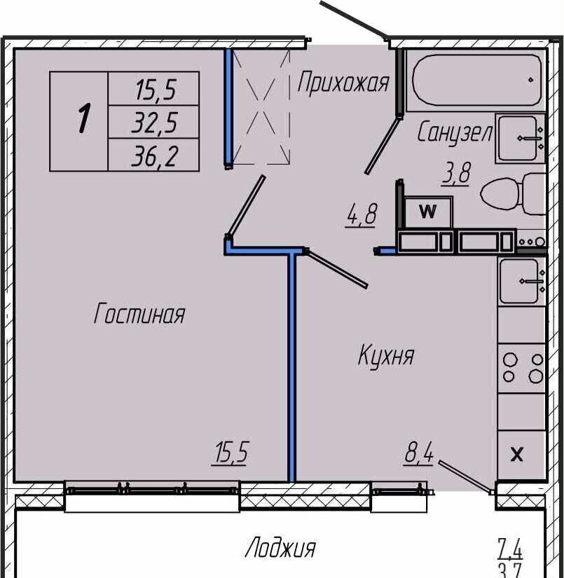 квартира г Кемерово р-н Центральный ЖК Кемерово-Сити мкр. 7Б, д. 30Б фото 1