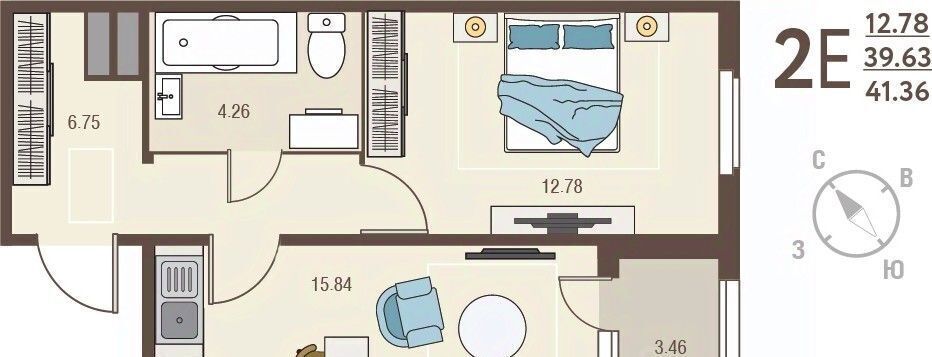 квартира г Курск р-н Сеймский ул Энгельса 115а/2 фото 1