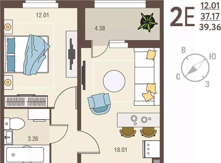 квартира г Курск р-н Сеймский ул Энгельса 115а/2 фото 1