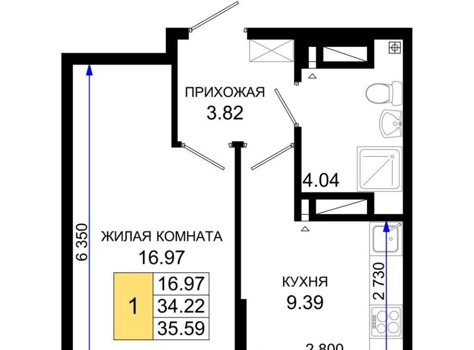 квартира г Ростов-на-Дону р-н Октябрьский пер Элеваторный 6/3 фото 1