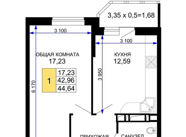 квартира р-н Прикубанский мкр им Петра Метальникова ЖК «Лучший» фото