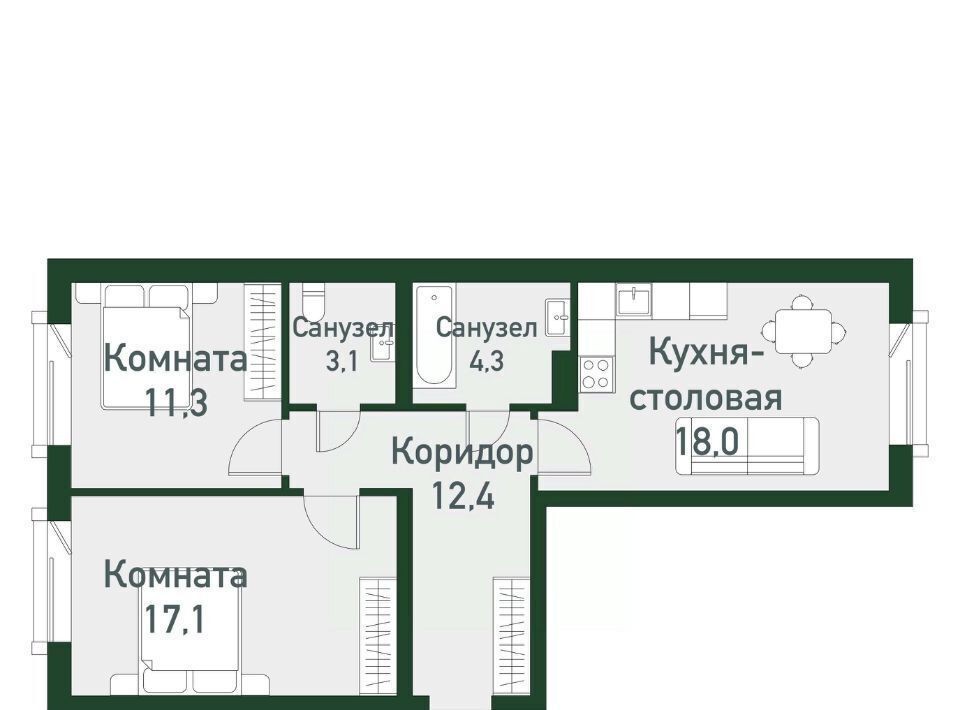 квартира г Челябинск Западный ул Кременкульская 30 Привилегия мкр фото 1