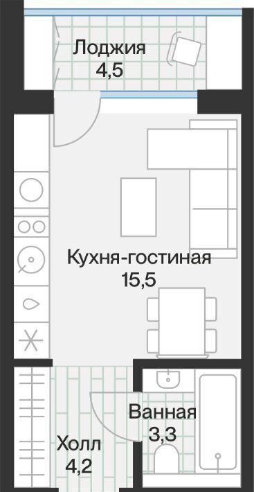 квартира г Тюмень р-н Калининский ул Игоря Комиссарова 19 фото 1