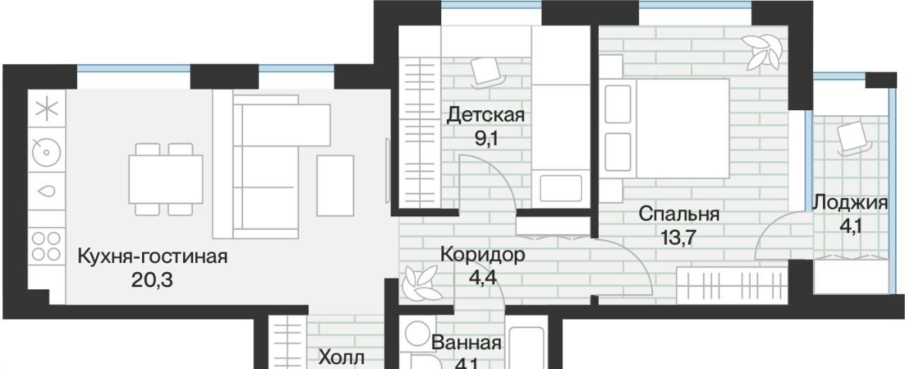 квартира г Тюмень р-н Калининский ул Игоря Комиссарова 25 фото 2