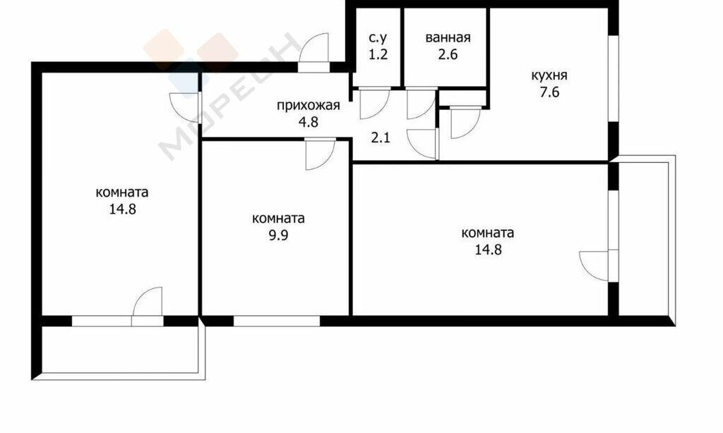 квартира г Краснодар р-н Прикубанский Фестивальный ул им. Тургенева 157 фото 7