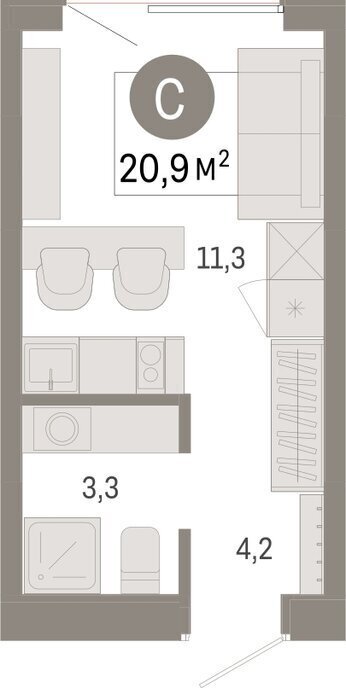 квартира г Омск р-н Кировский Кварталы Драверта Кировский АО фото 2