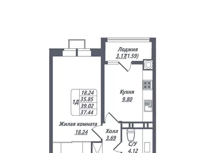 квартира г Ессентуки ЖК «ИСТОЧНИК» фото 3