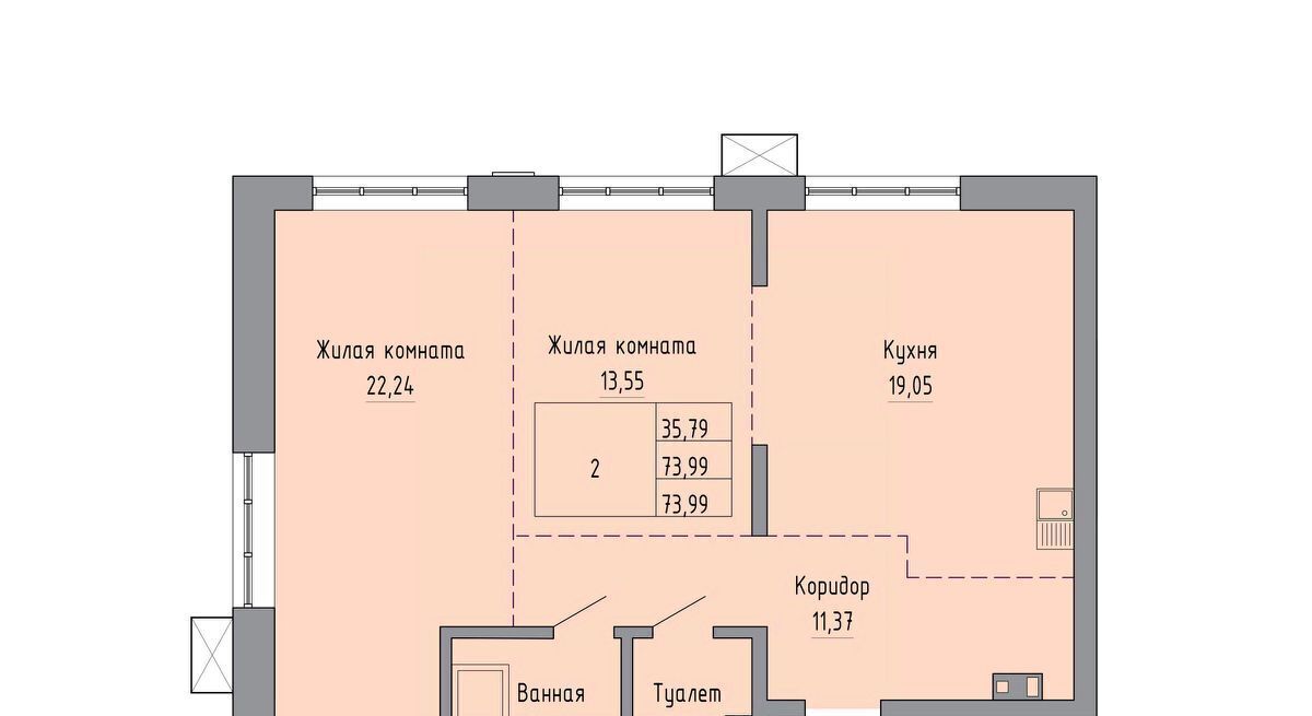 квартира г Хабаровск р-н Индустриальный ул Шеронова 20 ЖК «ONYX» фото 1