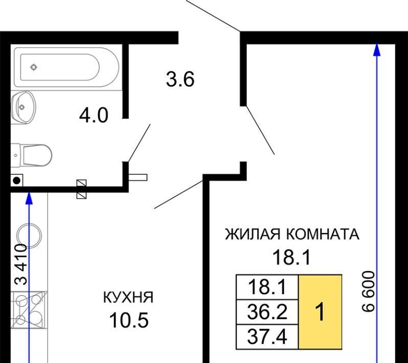 квартира г Краснодар р-н Прикубанский ЖК «Дыхание» фото 1