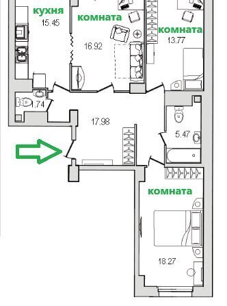 квартира г Санкт-Петербург метро Проспект Просвещения ул Руднева 18 округ № 15 фото 29