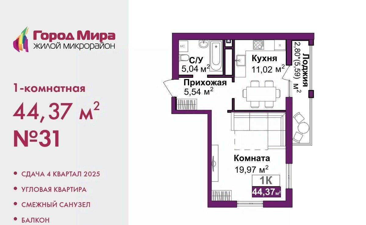квартира г Симферополь р-н Центральный Город Мира жилой комплекс фото 1