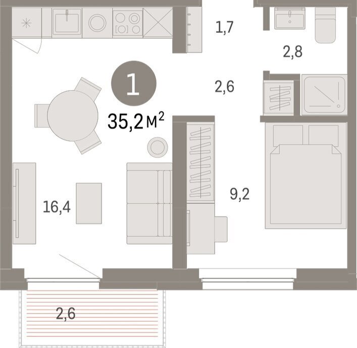 квартира г Тюмень ул Мысовская 26к/2 фото 2