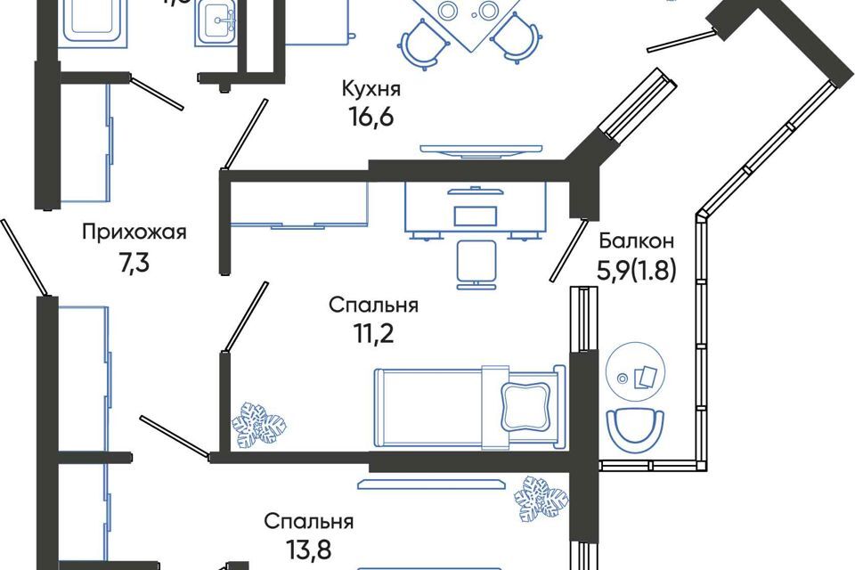 квартира г Новороссийск Новороссийск городской округ, Жилой комплекс Облака 3 фото 1