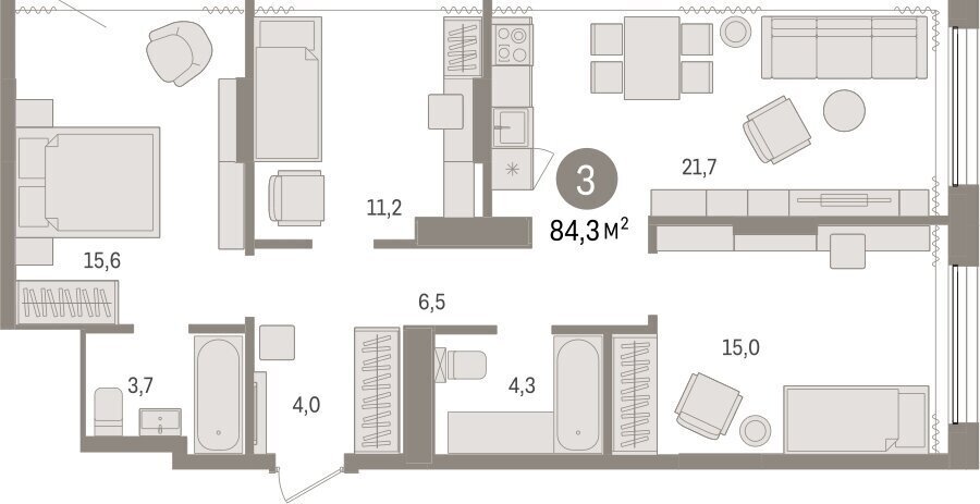 квартира г Тюмень ул Краснооктябрьская 4к/3 фото 2