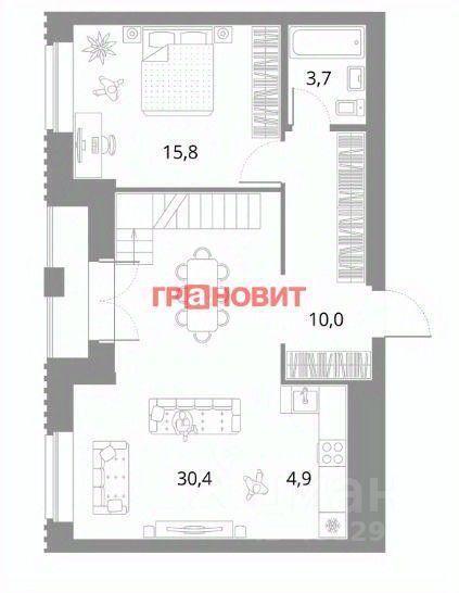 квартира г Новосибирск р-н Заельцовский улица Михаила Перевозчикова, 6 фото 2