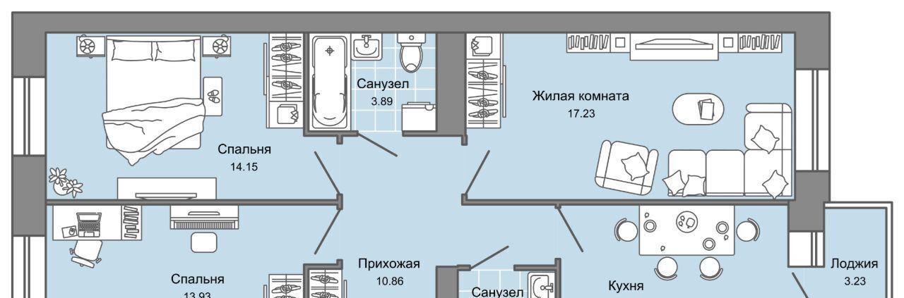 квартира г Ульяновск р-н Заволжский Новый Город ЖК Центрополис 5 Центральный кв-л фото 1