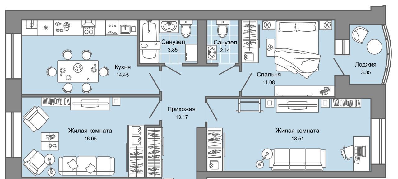 квартира г Ульяновск р-н Заволжский пр-кт Зырина 13 фото 1