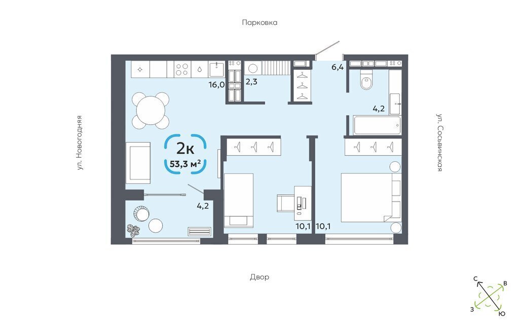 квартира г Тюмень ул Сосьвинская 33к/1 фото 1