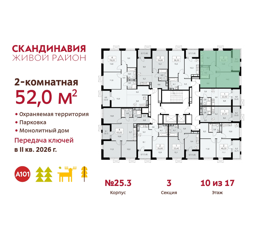 квартира г Москва п Сосенское б-р Скандинавский 25/3 жилой район «Скандинавия» Сосенское, Бутово фото 2