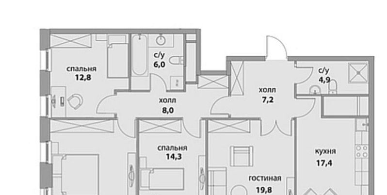 квартира г Москва метро ЦСКА ул Авиаконструктора Сухого 2к/1 муниципальный округ Хорошёвский фото 2