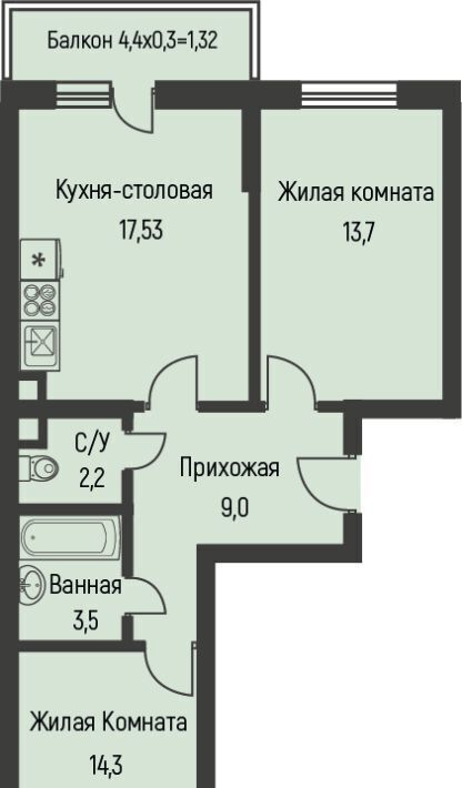 квартира г Краснодар п Березовый Эко-квартал Nova Vita р-н Прикубанский фото 1