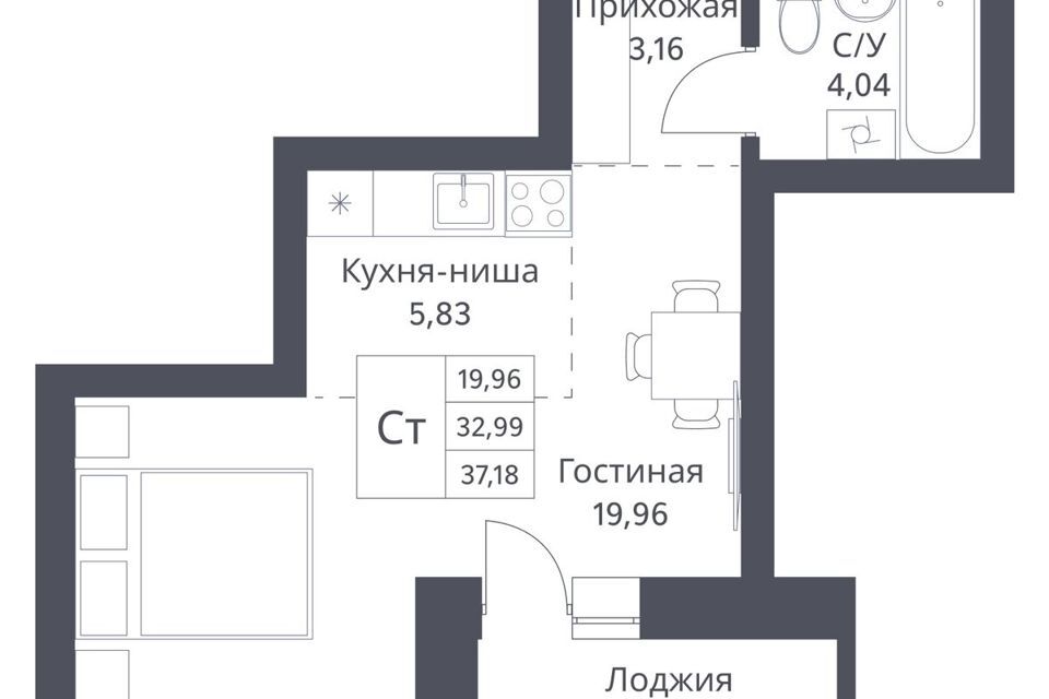 квартира г Новосибирск р-н Калининский ул Фадеева 1 Новосибирск городской округ фото 1