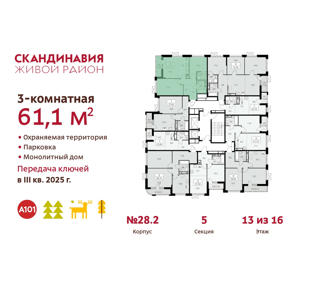 квартира г Москва п Сосенское жилой район «Скандинавия» Сосенское, жилой комплекс Скандинавия, 28. 2, Бутово фото 1