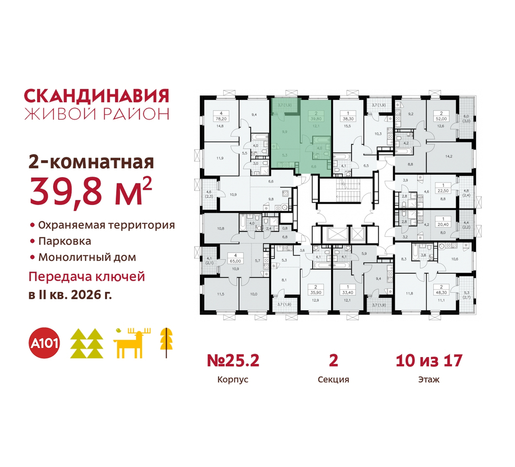 квартира г Москва п Сосенское жилой район «Скандинавия» б-р Скандинавский 25/2 Сосенское, Бутово фото 2