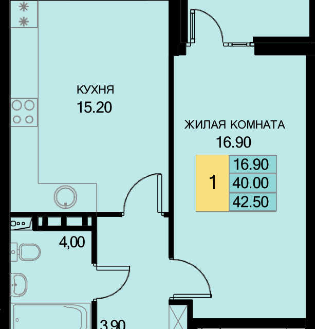 квартира р-н Динской п Южный ул Казачья 4/1 Южно-Кубанское сельское поселение фото 1