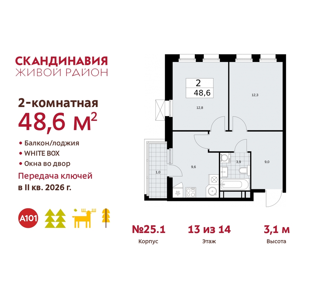 квартира г Москва п Сосенское жилой район «Скандинавия» б-р Скандинавский 25/1 Сосенское, Бутово фото 1