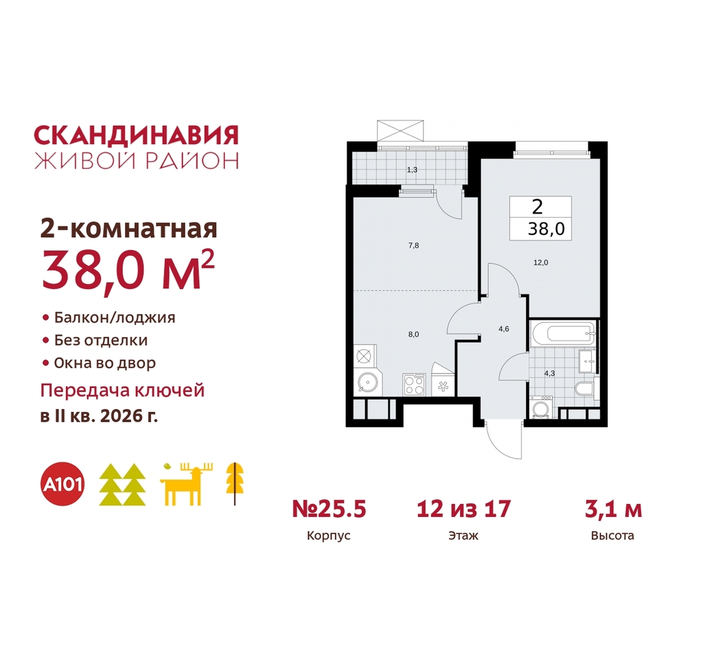 квартира г Москва п Сосенское жилой район «Скандинавия» б-р Скандинавский 25/5 Сосенское, Бутово фото 1