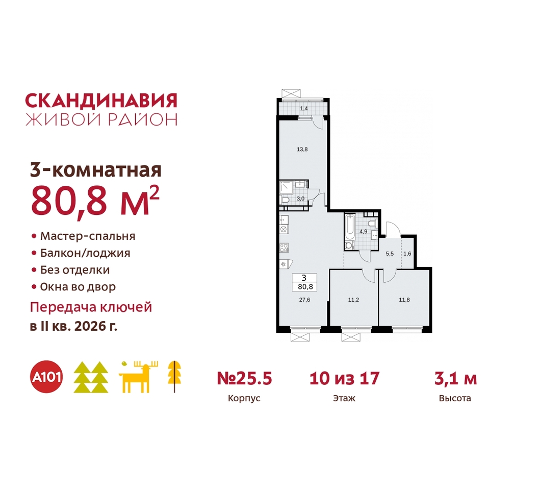 квартира г Москва п Сосенское жилой район «Скандинавия» б-р Скандинавский 25/5 Сосенское, Бутово фото 1