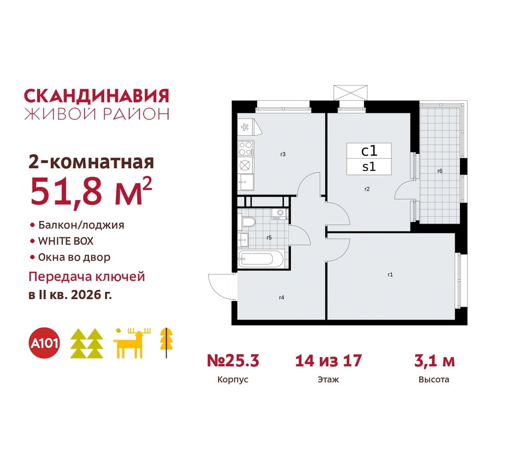 квартира г Москва п Сосенское жилой район «Скандинавия» б-р Скандинавский 25/3 Сосенское, Бутово фото 1