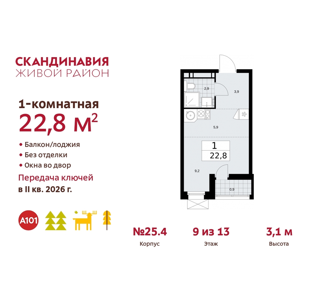 квартира г Москва п Сосенское жилой район «Скандинавия» б-р Скандинавский 25/4 Сосенское, Бутово фото 1