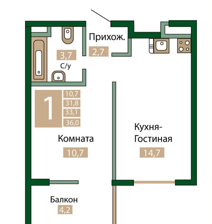 квартира р-н Симферопольский пгт Молодежное ул Парковая 2 Молодёжненское сельское поселение, Мирное фото 12