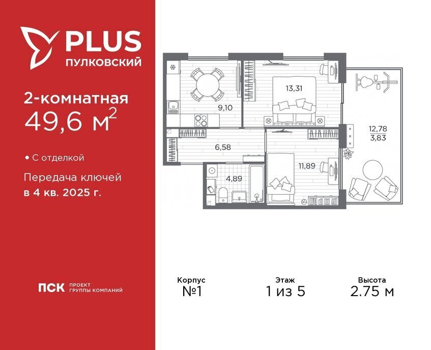 квартира г Санкт-Петербург метро Московская ЖК Пулковский округ Пулковский меридиан фото 1