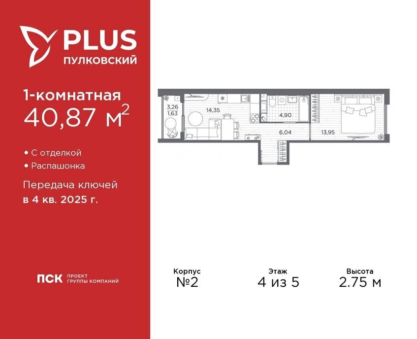 квартира г Санкт-Петербург метро Московская ЖК Пулковский округ Пулковский меридиан фото 1