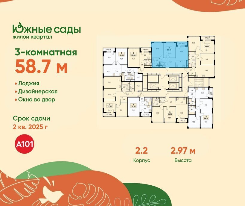 квартира г Москва метро Улица Горчакова ЖК «Южные сады» к 2. 2 фото 2