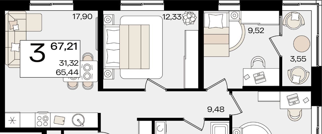квартира г Краснодар р-н Карасунский ул Сормовская 1/2к 2 фото 1