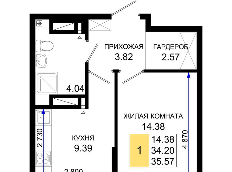 квартира г Ростов-на-Дону р-н Октябрьский пер Элеваторный 6/2б ЖК «Октябрь Парк» фото 1