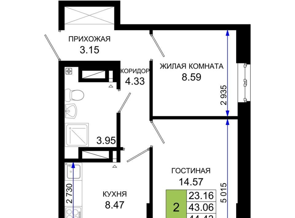квартира г Ростов-на-Дону р-н Октябрьский пер Элеваторный 6/2а фото 1