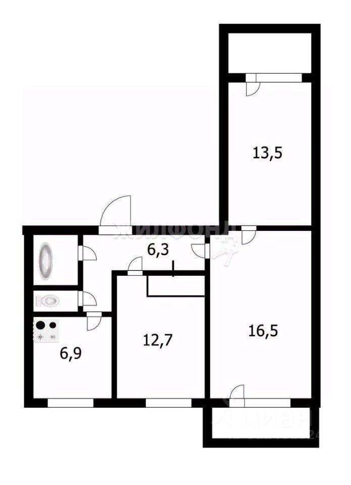 квартира г Новосибирск р-н Железнодорожный ул Челюскинцев 15 фото 37