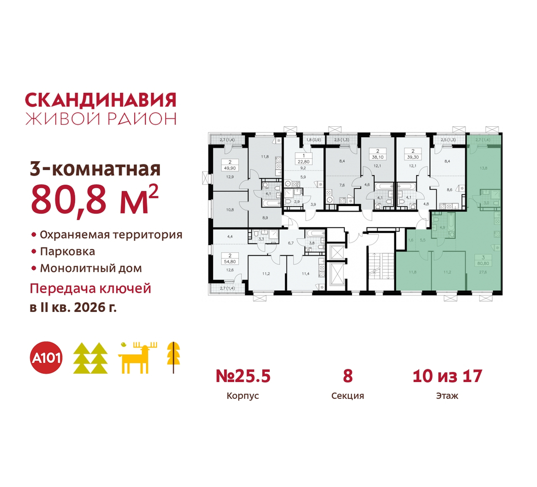 квартира г Москва п Сосенское жилой район «Скандинавия» б-р Скандинавский 25/5 Сосенское, Бутово фото 2