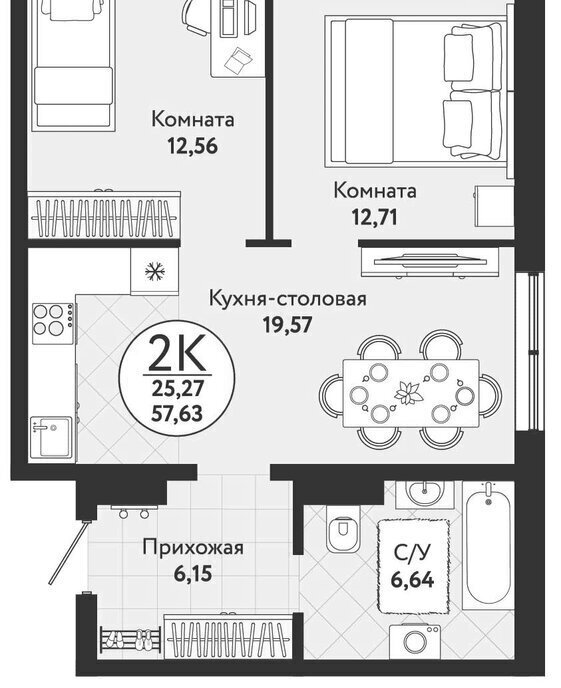 квартира г Новосибирск р-н Первомайский Речной вокзал ЖК «Одоевский» 4 фото 3