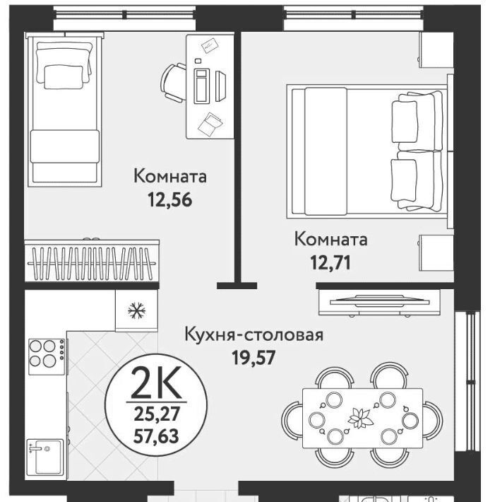 квартира г Новосибирск р-н Первомайский Речной вокзал ЖК «Одоевский» 4 фото 2